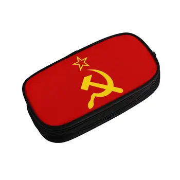Пеналы с русским советским флагом в стиле ретро для девочек и мальчиков, большой емкости, Серп и молот СССР, коробка для ручек CCCP, сумка для школьных принадлежностей