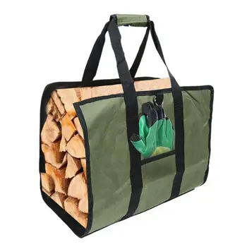 Переносчик дров, водонепроницаемая сумка для хранения камина, сверхмощная сумка для переноски бревен, деревянная сумка для переноски с ручками для кемпинга