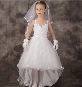 Платья для девочек-цветочниц для свадеб, кружевные платья для маленьких детей с 3D цветочной аппликацией, дешевое платье для причастия в загородном стиле