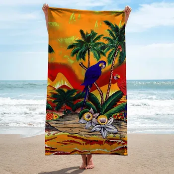 Пляжное полотенце Сверхлегкое Банное полотенце с красочным рисунком, Пескостойкое Пляжное одеяло, многоцелевое полотенце