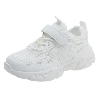 Повседневная обувь из дышащей сетки для мальчиков и девочек, детская удобная легкая спортивная обувь, детские износостойкие кроссовки для бега