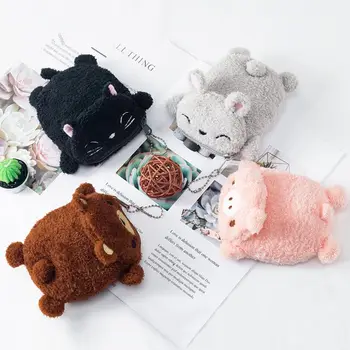 Подарочная сумка с подвеской в виде медведя, мультяшной свиньи, футляра для наушников в виде животного, кролика, монеты, Кошки, плюшевого брелка, кошелька, Клубничного торта