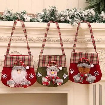 Подарочная сумка-тоут с мультяшным дизайном Подарочная сумка Праздничные Рождественские подарочные пакеты с очаровательным мультяшным Санта-Снеговиком для подарков на вечеринку