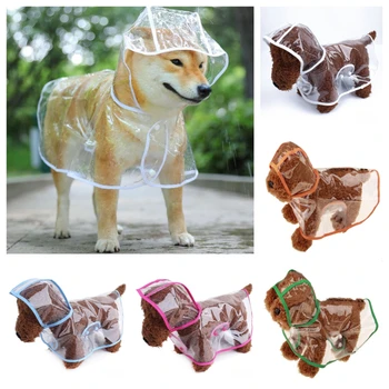 Прозрачная непромокаемая одежда для домашних животных, дождевик с капюшоном, Пластиковое пончо для щенков, дождевик для домашних животных для маленьких средних собак