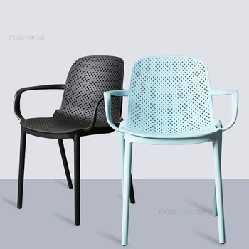 Простые пластиковые пляжные стулья Уличная мебель Домашняя Спинка Стулья с подлокотниками, Штабелируемый стул для кафе, обеденный стул для отдыха на открытом воздухе