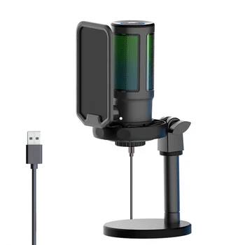 Профессиональные конденсаторные микрофоны USB RGB для ПК, ноутбука, видео с YouTube, записи игр, микрофона с защитой от брызг для PS4