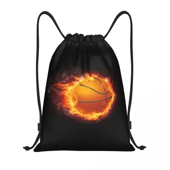 Пылающий баскетбольный рюкзак на шнурке Для женщин и мужчин, рюкзак для спортзала, складная спортивная сумка для тренировок, сумка