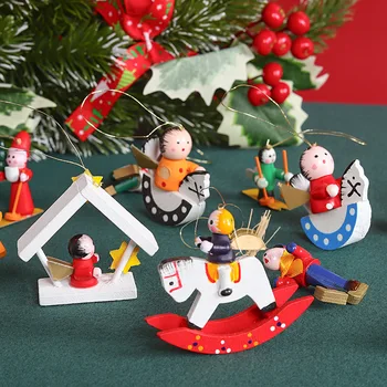 Рождественский деревянный кулон в виде снежинки, Подвесные украшения на Рождественскую елку, Рождественские украшения для дома, подарок Navidad на Новый 2023 год
