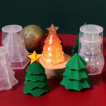 Рождественский Снеговик, Елка, Силиконовая форма, Рождественская 3D-форма для свечей, Эпоксидные формы из смолы для ароматерапии 