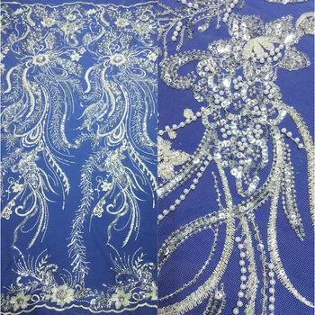 Роскошная Африканская кружевная ткань из белоснежного тюля, расшитая бисером и жемчугом, с последовательной цветочной вышивкой для женщин, свадебное платье, вечернее платье