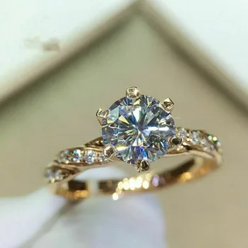 Роскошные женские обручальные кольца со сверкающим кубическим цирконием, Предложение золотого цвета, Обручальные кольца для влюбленных, модные украшения