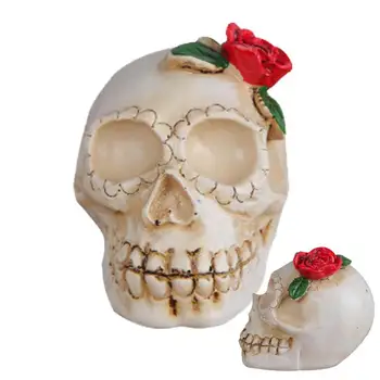 Светящаяся голова черепа, освещенная голова черепа, украшения для Хэллоуина, жуткий домашний декор, Призрачный свет черепа с цветочными розами, черепа скелетов