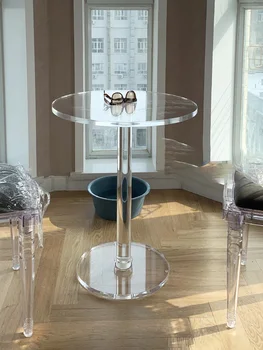 Скандинавская мебель Акриловый журнальный столик Мебель для гостиной Прозрачный Диван Приставной столик Современный Креативный Круглый Небольшой Обеденный стол