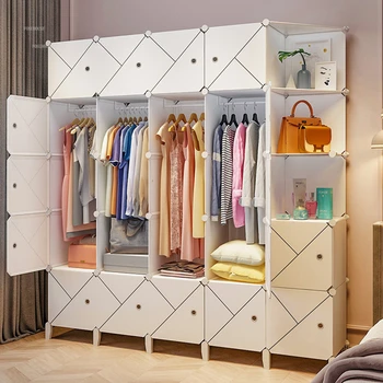 современные пластиковые шкафы Прочный и долговечный шкаф для хранения в арендуемой комнате, шкаф для домашней ткани в спальне, скандинавская мебель для спальни U