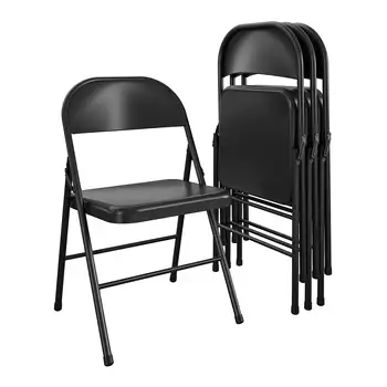 Стальной складной стул (4 комплекта), черный