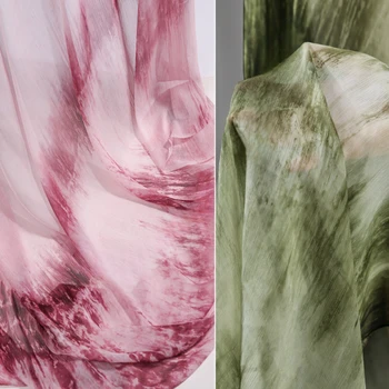 Ткань Шириной 150 см x 50 см, Градиентная пряжа, коллекция из 4 цветов, Легкий дышащий полупрозрачный шифон, платье своими руками, Летняя одежда 1шт