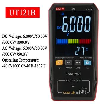 Умный цифровой мультиметр UNI-T UT121B True RMS Voltage Frequency с двойным дисплеем NCV в режиме реального времени с автоматическим диапазоном 6199 отсчетов